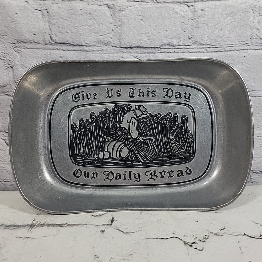 Wilton Armetale RWP Pewter Bread Tray Platter Give Us This Day Our Daily Bread